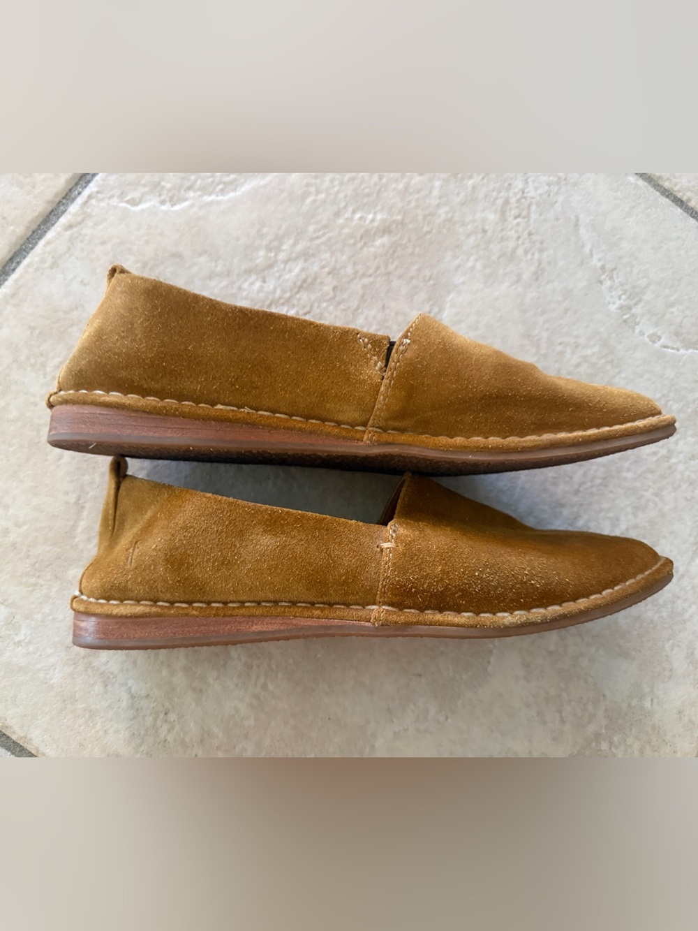 Suede Slip-On Loafers in Cognac Brown